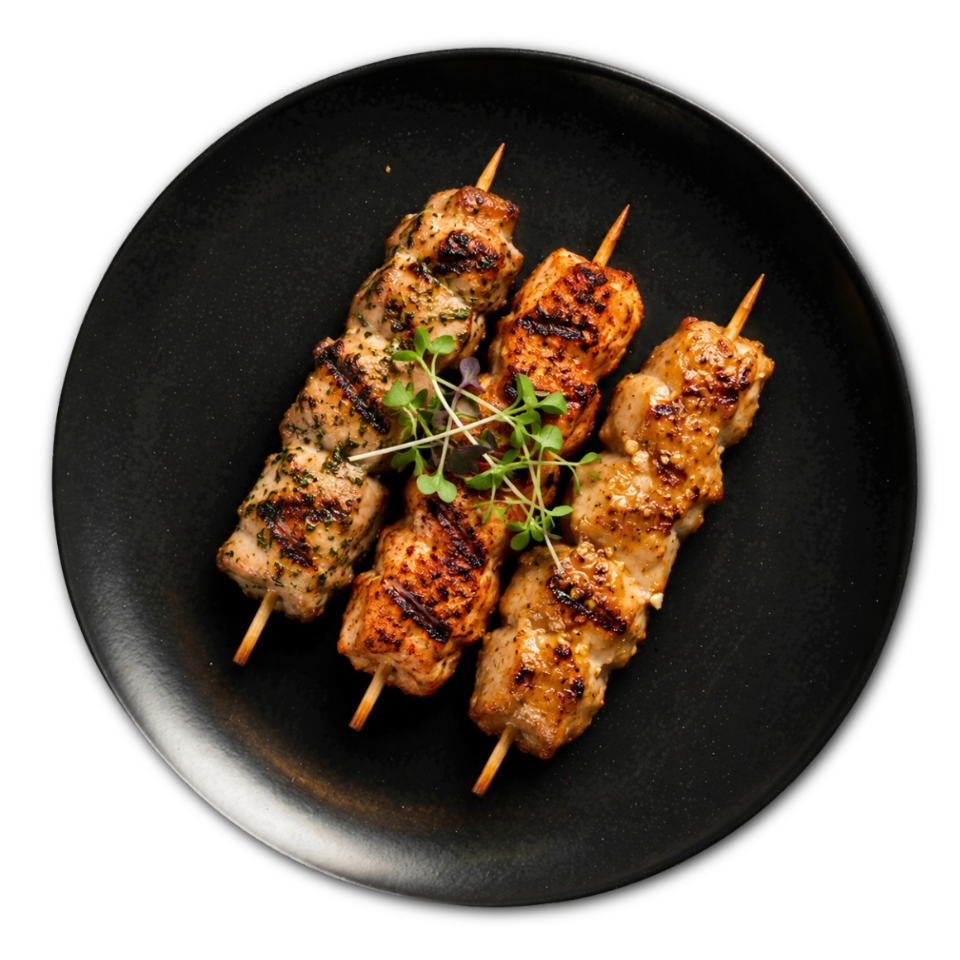 Trio de brochettes de poulet aux saveurs variées